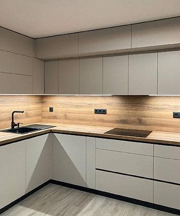 Sifarişlə mətbəx dəsti, Özü çəkən petlələr, MDF, Kredit yoxdur, Pulsuz çatdırılma, Rayonlara çatdırılma