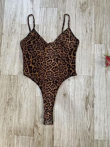 Qadın bodi dəsti Model və dizaynlar: - Nazik askılı, V-yaxa leopard