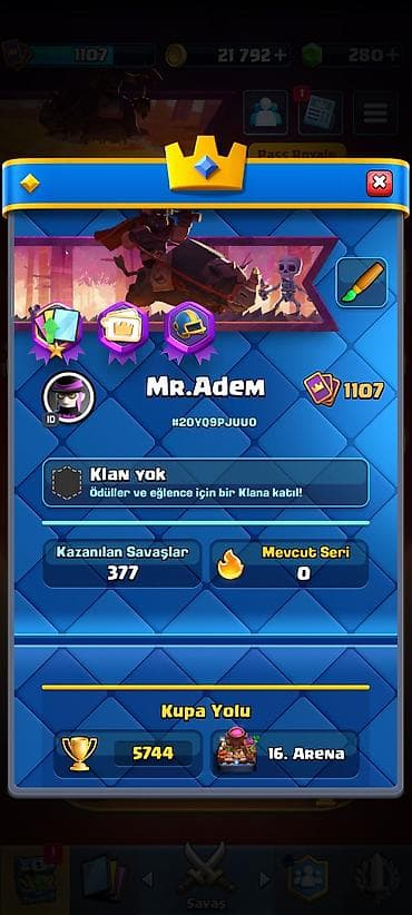 ucuz saz: Clash Royale oyun hesabı - Kupa: 5744 (Kupa Yolu, 16. Arena) - Profil — 4