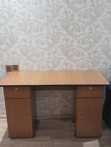 İki tumbalı iş/kompüter masası - Material: ağac teksturalı LMDP