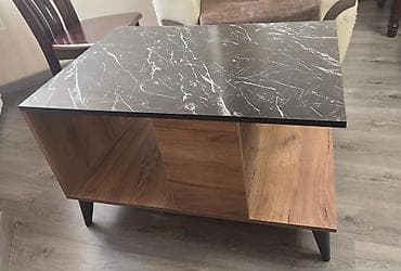 Mebel dəsti – mərmər naxışlı qəhvə/jorurnal masası və TV tumbası