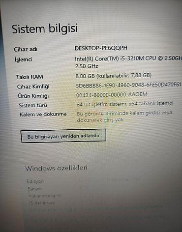 Casper noutbuk - Prosessor: Intel Core i5 (etiketdə göstərilir) - — 5