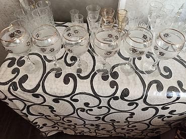 icki: Paşabahçe “D. İstanbul Kristal” kəsimli şüşə dəsti - Material: qalın — 4
