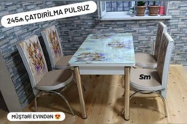 Masa və oturacaq dəstləri: Mətbəx üçün, Yeni, Açılan, Dördbucaq masa, 4 stul — 2