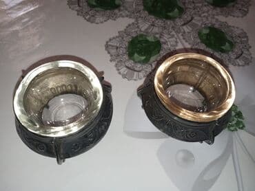 Продукты питания: Antik duzqabı cütü - Material: şüşə daxililik və tökmə metal gövdə — 1