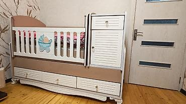 Beşiklər: Oğlan və qız üçün, İşlənmiş, Dördbucaq, Beşik, Matras ilə, Yellənmə mexanizm ilə — 2