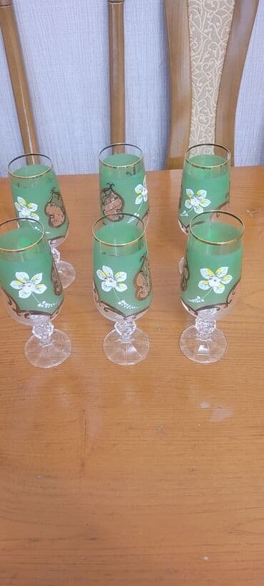 stəkan altı: Stəkanlar, rəng - Yaşıl, 6 ədədli dəst, 200 ml, Çexiya — 5