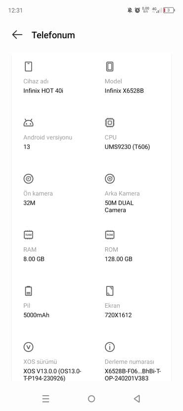 su aparati qiymeti: Infinix Hot 40, 128 ГБ, цвет - Синий, Сенсорный — 3