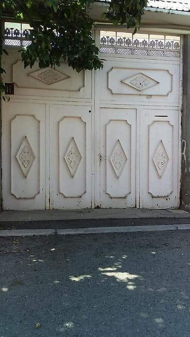 Dəmir Həyət darvazası, Yana açılan, Mexaniki, Qapı ilə, rəng - Ağ