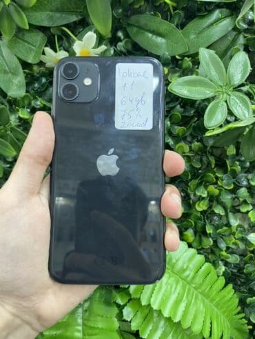 IPhone 11, 64 GB, Qara, Zəmanət, Face ID, Sənədlərlə