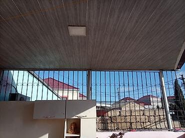 Metall barmaqlıqlı eyvan üçün dam örtüyü - Material: dekorativ taxta