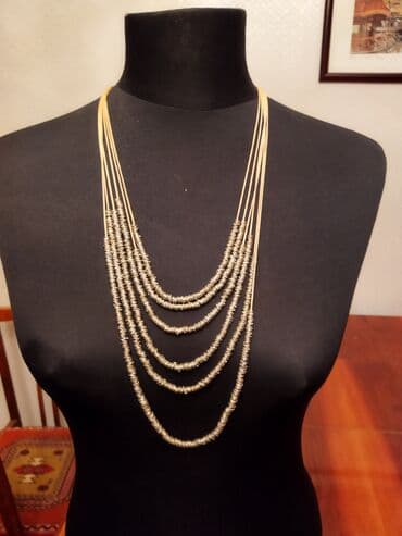 Бижутерия: Qadın bəzək dəsti və boyunbağılar - Çoxqatlı boyunbağı: Yüngül krem — 1