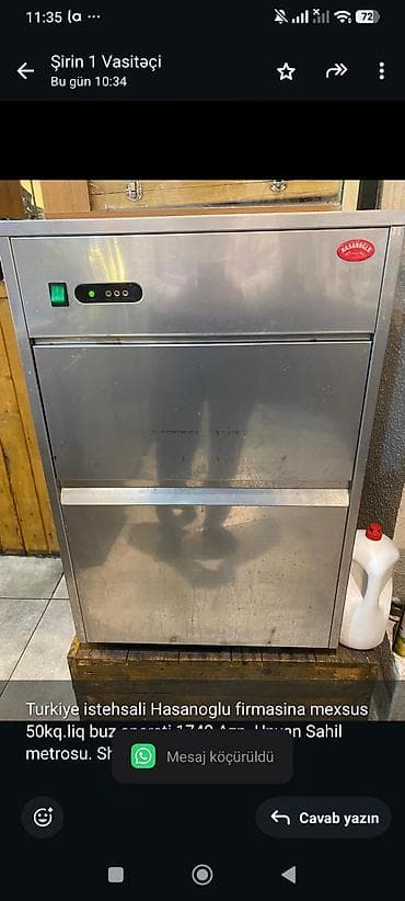 https:promo.bizon.az: Turkiye istehsali Hasanoglu firmasina mexsus 50kq.liq buz aparati 1740 — 1