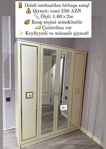 🚪 Dolab istehsaldan birbaşa satış! 💰 Qiymət: cəmi 250 AZN 📏 Ölçü