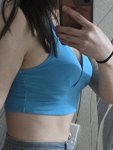 boyun: Mavi rəngli qadın topu - Model: halter tipli, krujeva olmayan — 4