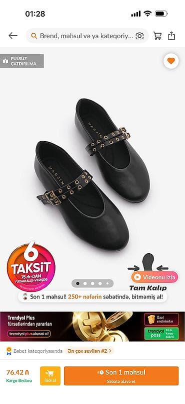 Baletkalar, Ölçü: 37, rəng - Qara, Yeni — 4