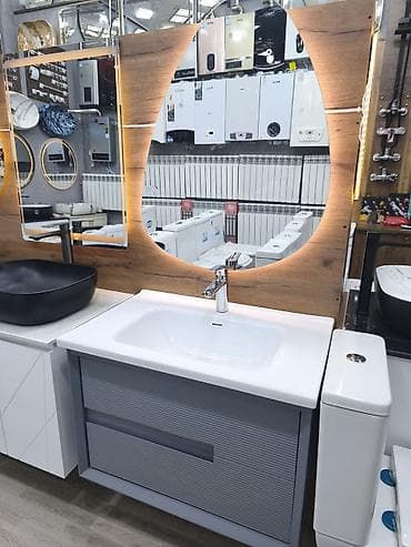 kabina hamam: Hamam üçün lavabo ilə şkaf dəsti - Müasir dizaynlı asma tip şkaf və — 1