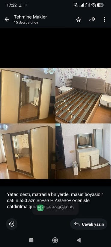 Yataq desti, matrasla bir yerde. masin boyasidir satilir 550 azn unvan