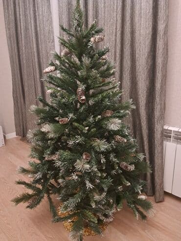 новогодняя елка: Новогодняя елка, очень красивая и пушистая, с натуральными шишками — 1