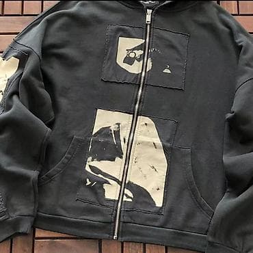 Qara rəngli kapüşonlu zipli xudi - Stil: Streetwear/oversize siluet — 4