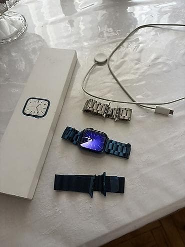 Наручные часы: Apple Watch Series 7 45mm (alüminium göy rəng korpus) – tam dəst — 1