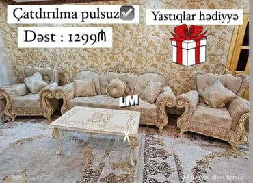2ci əl divan kreslo: Yeni, Divan, 2 kreslo, Bazasız, Açılmayan — 1