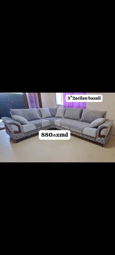 угловые диваны в баку: Угловой диван, Раскладной, Ткань — 19