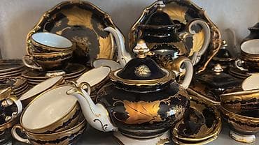 haçar dəsti: Çay dəsti, rəng - Qara, Farfor — 1