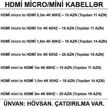 200 manatliq telefonlar: HDMİ DVİ VGA Display Port Type-C USB Kabellər 📍Ünvan: Bakı şəh — 10