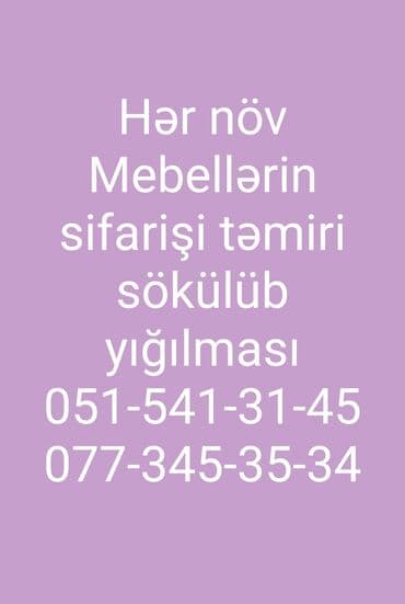 Mebellərin təmiri, bərpası Pulsuz çatdırılma