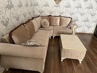 reception masa: Künc divan dəsti - Klassik dizaynlı L formalı künc divan və uyğun — 3