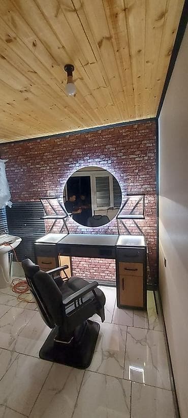 ofis levazimati: Bərbər/makeup iş stansiyası – güzgülü masa və rəf komplekti - — 5