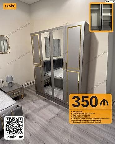 4 qapılı şkaf – La Mini (Kod: 11736) - Ölçülər: D 47 × H 200 × E 160 — 1