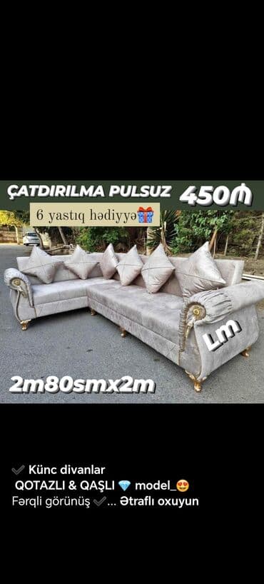 divan modelleri 2021: Künc divan, Yeni, Açılan, Bazalı, Parça, Şəhərdaxili pulsuz çatdırılma — 1
