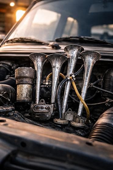 mini ariston: Dörd borulu pnevmatik avtomobil siqnalı (kompressorlu komplekt) - — 2