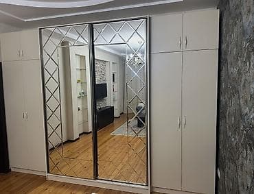 kapron dolab: 4 qapılı, Güzgülü, Bej, Digər material, Kupe, Düz dolab — 6