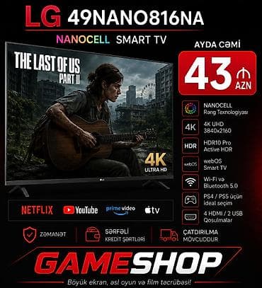 LG 49NANO816NA NanoCell Smart TV Xüsusiyyətlər: - 49 düym ekran, 4K — 1