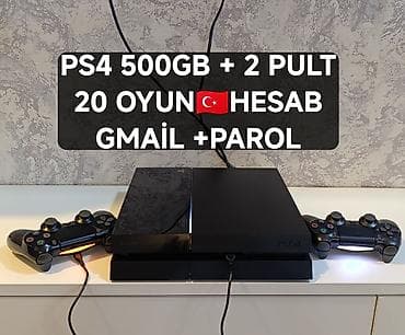 ps temiri: Sony PS4 500gb ideal, zavod plombu üzərində, 2 pult, 20 oyun(şəkillərə — 1