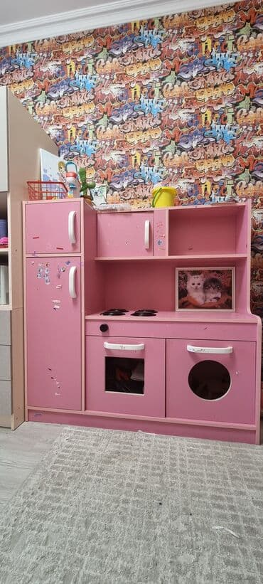 столовая для кукол: Uşaq üçün oyuncaq mətbəx dəsti - Rəng: çəhrayı, ağ tutacaqlar - — 1