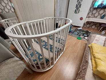 Mebel: Oğlan və qız üçün, Yumru, Beşik, Matras ilə, Yellənmə mexanizmsiz — 2