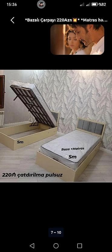 tac mebel: Yeni, Təknəfərlik çarpayı, Bazalı, Matras ilə, Siyirməsiz — 2