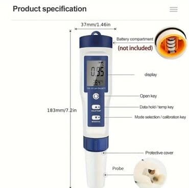 nerdivan modelleri: Multifunksional Ph-metr. Model: JQ-005 5-in-1 rəqəmsal su keyfiyyəti — 3