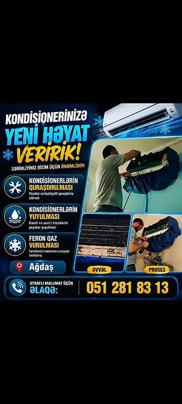 Kondisionerlərin peşəkar yuyulması və qaz vurulması lalafo.az -da Kondisionerlərin peşəkar yuyulması və qaz vurulması