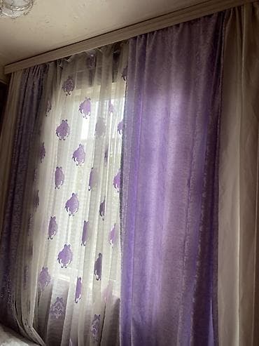 Pastel dəstləri: Bənövşəyi tonlarda pərdə dəsti - Tərkib: İkiqat sistem – dekorativ — 1