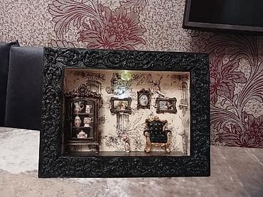qanadsız mələk: Miniatür interyer kompozisiyası – 3D çərçivə tablo - Qabarıq — 3