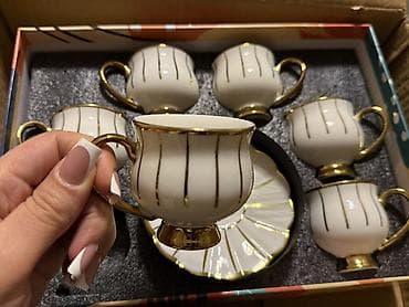 kofe dəsti: Qəhvə dəsti, rəng - Ağ, Farfor, 6 nəfərlik — 1