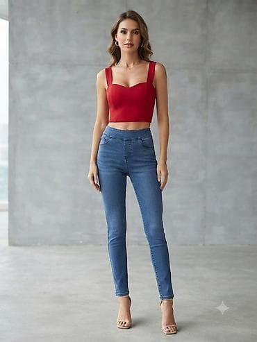 cins şalvar modelleri: Qadın şalvar kolleksiyası - Model 1: Mavi “mom fit” cins şalvar — 2