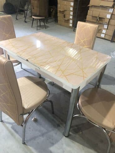 Masa və oturacaq dəstləri: Mətbəx üçün, Yeni, Açılan, Dördbucaq masa, 4 stul — 4