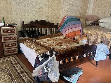 karaca ehmedli: Taxta iki nəfərlik çarpayı - Material: tam ağac (massiv), tünd — 1