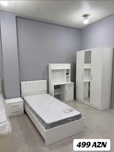 Uşaq/yeniyetmə otağı üçün ağ mebel dəsti Dəst tərkibi: - Tək nəfərlik